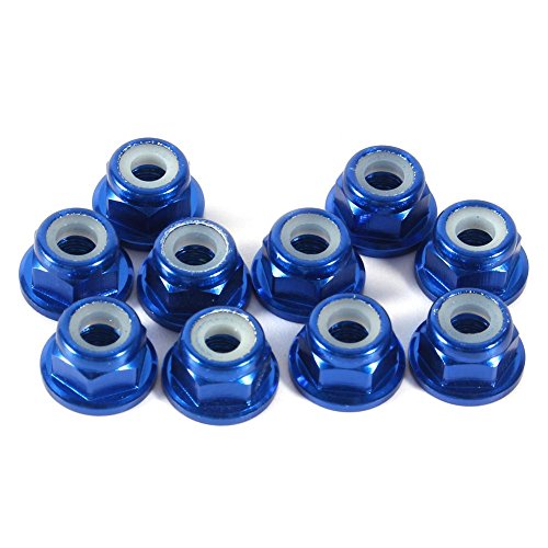 Zeshoekige Zelfvergrendelende Noten, 10 st M3 CNC Aluminiummoer met Nylon Flanges Zelfvergrendelende Nut Metalen Noten (Blauw)