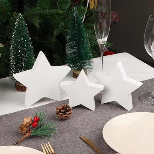 Pak van 3 kerststerren, wit, hout, tafel decoratie, kerstversiering, tafel decoratie, gast cadeau, kerstfeest 4