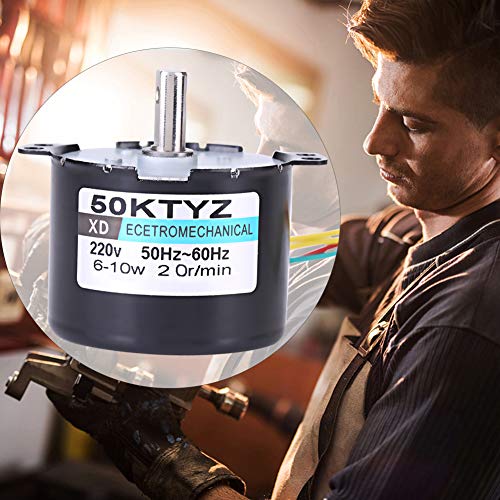 50KTYZ AC 220V 10W 0.5A Small Electric Low Speed Permanente Magneet Synchroon Motor CW/CCW 2.5/20RPM High Torque Metal Gereed voor Rotisserie Turntable(2,5 bochten) 4