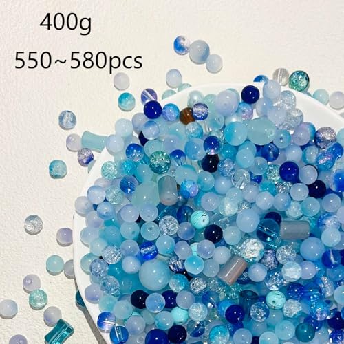 550Stuks 8mm Blue Glass Kralen Ronde kristal kralen Crack Lampwork Glas Crystal Kralen voor sieraden maken armbanden Kettingen oorbellen (blauw)