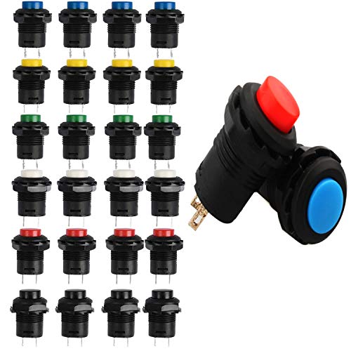 24st Aan/uit knop ronde drukknop 12mm DS-425A Aan/uit zelfsluitende drukknopschakelaar 6 kleuren