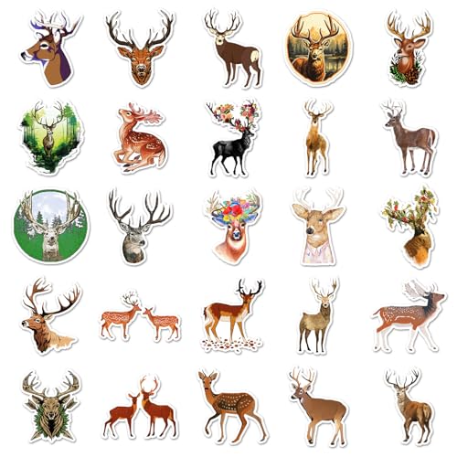 Deer Sticker Set Stickers Kinderen Tieners 50 stuks Dieren Waterdicht Vinyl Decals Laptop Skateboard Kofferhelm Autofiets mobiele telefoon Motorrijwiel Bike Scrapbook Cadeau dagboek Cups 4