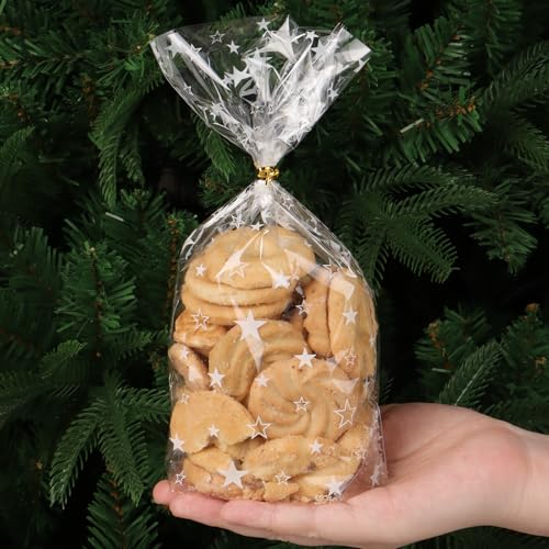 100 stuks transparant sterrennoepzakjes van kunststof, OPP-zak, kleine cellofaanzakjes, 14,5 x 24 cm, geschenkverpakking voor Kerstmis, feest 4