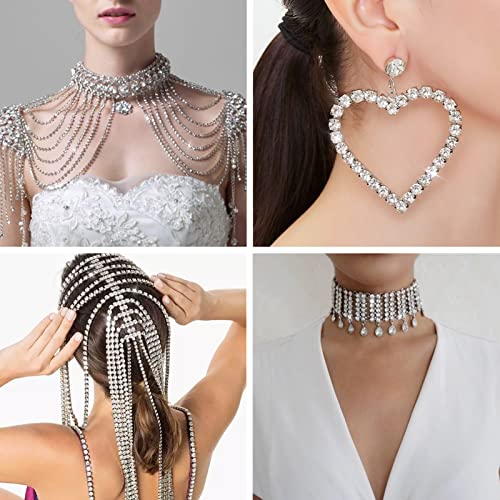 10 Yards Crystal Rhinestone Kettingen 5mm Trimmen Klauw Ketting Messing Zilver Rhinestone Cup Kettingen voor DIY Naaien Craft sieraden maken 4