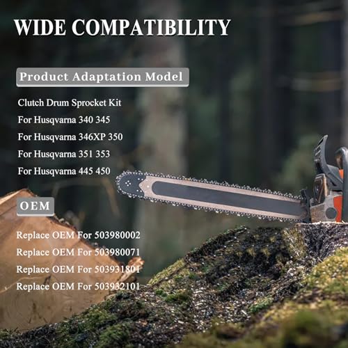 325" Clutch Drum Sprocket Oil Pump Worm Gear Fit Husqvarna 340 345 346XP 350 351 353 445 450 Kettingzaagdelen 3