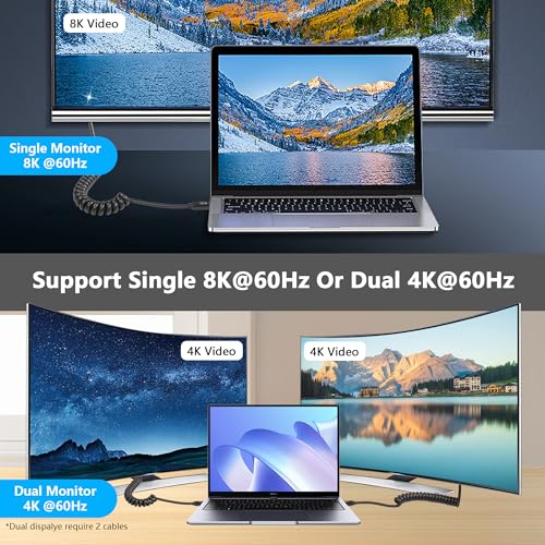 240W USB-C naar USB-C Kabel, 40 Gbit/s, 90 Degree Wound USB Type-C Kabel, Schaalbare Spring PD Type C Opladen Kabel (bovenste rechte kop) 5