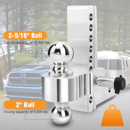 Bal Sleepbal Metal Fiets Koppeling voor Fietskarren, voor Dubbele Touw Bar 2-5/16 Inch en 2 Inch Ontvanger, 12.500 Lbs, Diefstal Bescherming 3