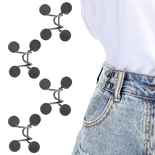 4 Set Waist Richter voor losse broek, 24 stuks Pants Clips to Waist Tight Waist Opwindende Waist Spanninger Geen Naaibare Buckle Extender Set vereist Button Richter Afneembare knoppen