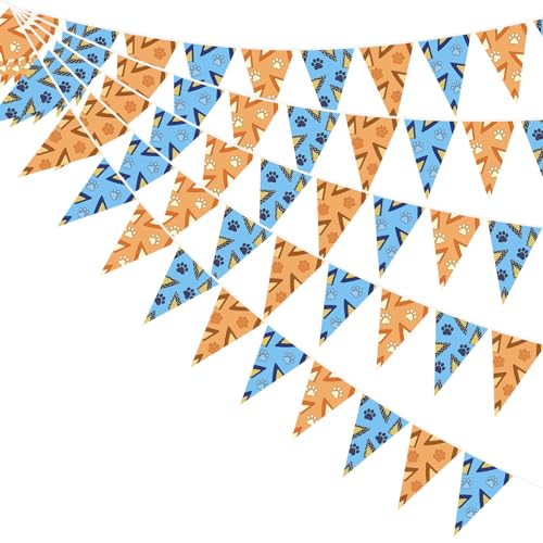 5 Sets Honden Paw verjaardag Banner, Blauw Oranje Honden Paw Tuin Vlag Vlag Vlag Banner voor Outdoor Garden Garden House Wall