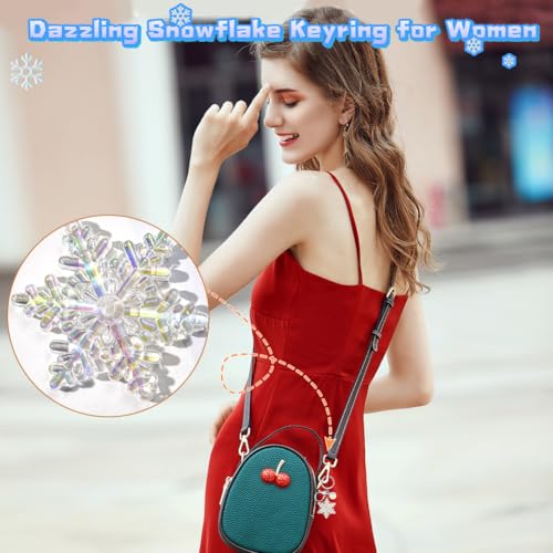 Verblindende sleutelhanger voor vrouwen, acryl sneeuwvlok hanger sleutelhanger tas Charm Lucky hanger Kerstmis sleutelhanger voor stelletjes minnaar mam vrienden met een auto, wit, een maat, wit
