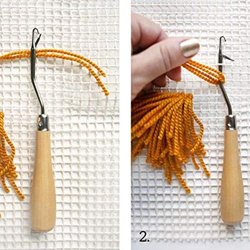 Mesh Canvas, Mesh Stof Blanco Tapijt Hooking Mesh Canvas DIY Tapijt Canvas voor Latch Hook Tapijt Canvas DIY (Mesh Cloth 50cm+ Houten Handgreep Hooked) 5