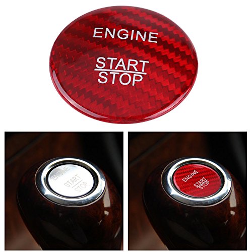 Auto Motor Startknop Beschermer, Carbon Fiber Engine Startknop Stickers Trim Interieur Decoratio voor Ben_z ABC GLC GLA CLA ML GL Klasse W176 W246 W205 X253 X156 C117 (Rood)