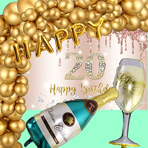 20e verjaardag decoratie vrouwen,20e verjaardag decoratie roos goud glitter vlekken stof schild poster,20e verjaardag achtergrond banner vrouw 20e verjaardag feest decoratie 5