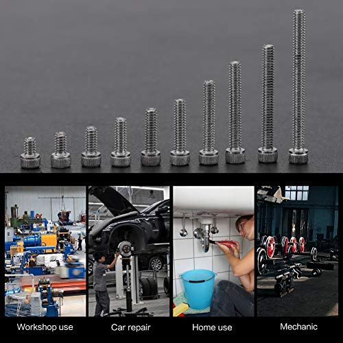 Indusal Plies, Fixing Hardware, Allen Head Ss, 150 stuks 9 maten Hex Hex Head SS Assortiment Set met Plastic Box #2-56 Unc