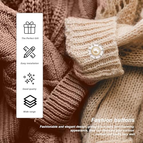 Gebreide jas, 30st 25mm Rhinestone Pearl Knoppen, Ronde Retro Faux Pearl Knoppen, 2 Styles Pearl Rhinestone Knoppen voor thuis, Kledingwinkel 4