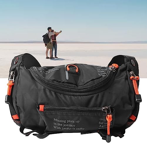 Mannen grote kruislichaam Fanny Pack Tas met ritstas met ritstas verstelbare band Fanny Pack voor buiten Travel Casual Black, Black, L