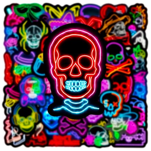 Neon Kale Stickers voor jongeren en volwassenen, 50 stuks, schedel, vinyl stickerset, auto, motorfiets, fiets, skateboard, snowboard, bagage, laptop, koffer, helm, motorfiets, computer 4