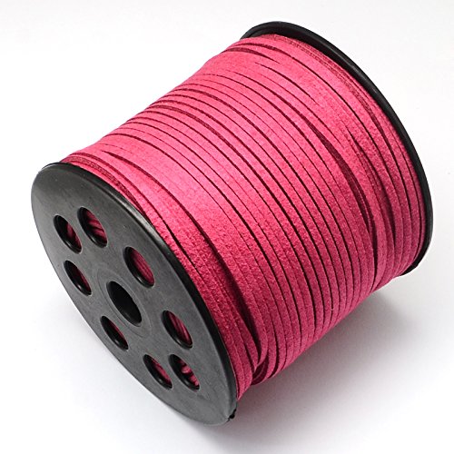 98 Yard 3mm Faux Suede Cord Flat Leather String Lace Kralen Ambacht Draad met Spool voor DIY sieraden armband maken, Camellia