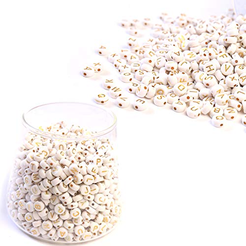 2000st Ronde acryl Goud Alfabet Kralen A-Z Kubus Brieven Kralen voor Armbanden Kettingen sieraden maken (4x7mm 2000st) 3
