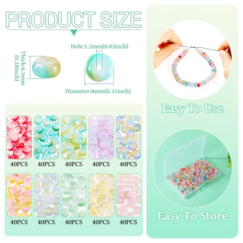 400 st. Ronde Glazen Kralen, Gradient Crystal Kralen, 8mm Disc Losse Spacer Kralen Bulk voor sieraden armband Vrouwen DIY oorbellen ketting ambachtelijke accessoire 5