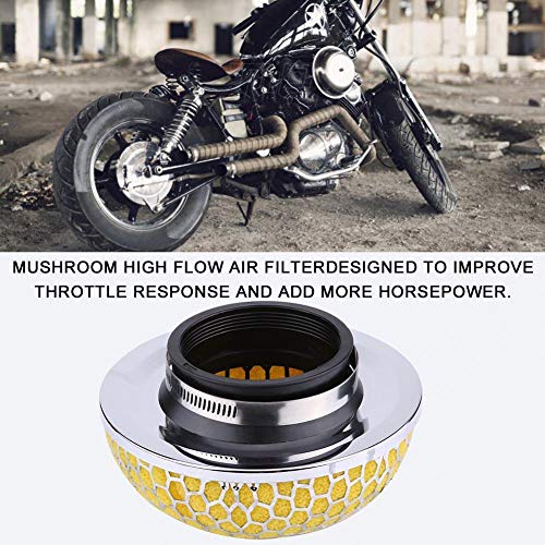 Car Air Filter, Universal Car 76mm Mushroom Sport Air Filter Hoge stroom Dubbele laag Sport Air Filter (Geel) Luchtfilters 3