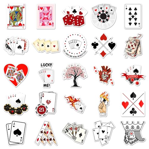 Poker Cards Stickers voor tieners en volwassenen, 50 stuks, Poker Cards, Waterdichte Vinyl Sticker Set, Auto, Motorfiets, Fiets, Skateboard, Snowboard, Bagage, Laptop, Koffer, Helm, Motorfiets 3