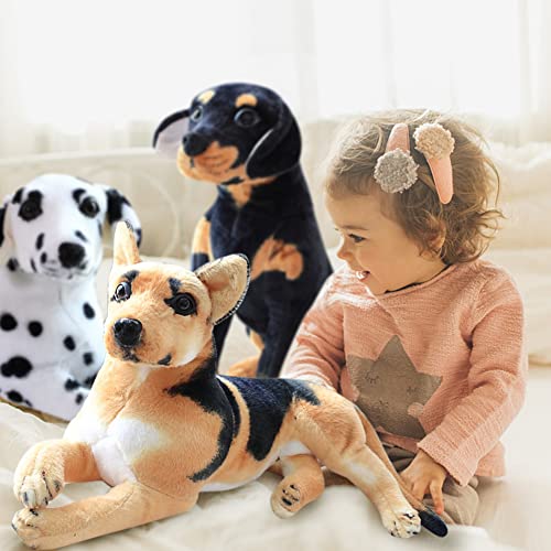 Dalmatische pluche hond, 30 cm, Liggende honden, Gevuld dier voor kinderen, 30 cm, Knuffelspeelgoed, hond, levensecht, wit, zwart, Dalmatiër, dier, pluche pop, hond, Kussen, pluche speelgoed voor jongens en 5
