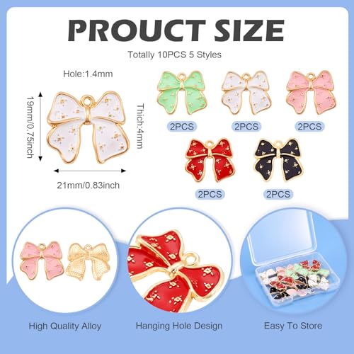 Bowknot hangers 5 kleuren Bow Dangle Charms Lovey Bowknot hangers Gold Frame voor meisje vrouwen oorbellen ketting Crafting sieraden maken 4