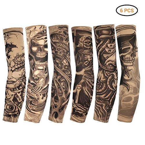 Tattoo Sleeve Tattoo Sleeve Arm Stockeren Tattoo Cover Fiets Fiets UV-bescherming Arm Mouw Beschermende Handschoenen Mannen Vrouwen Outdoor - 6 stuks, Multicolor, M, Multicolour