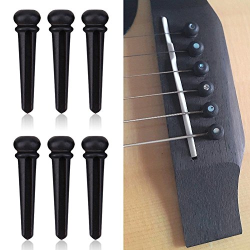 Gitaarbrug Pins, 6Pcs Ebony Folk Bridge Pins Met Abalone Shell voor 6 String Akoestische Volksgitaar 3