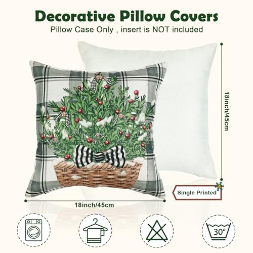 Kerstmis Kussen Hoezen Imitatie 45 x 45 cm Kerstmis Kussen Hoezen voor Slaapkamer Woonkamer Office Bank Decoratie Kerstmis Decoratie 45 x 45 cm Grijze en witte Checked 4
