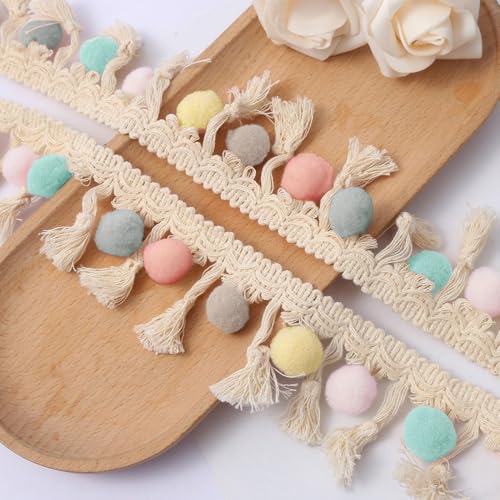 1 Yards Kleurrijke Pompom Rand voor ambachten, Decoratieve Ribbon met Pom Cuff, Pompon Band, Fringe Rand, Decoratieve Rand, Pom Hem voor Naaien, Kleurrijke