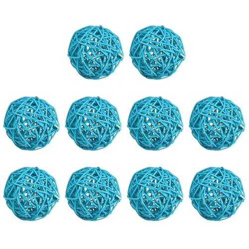 7,5cm Wicker Rattan Ballen, 10st Decoratieve Ballen voor Centerpiece Bowls Trouwfeest Home Decoratie DIY Craft, Blauw