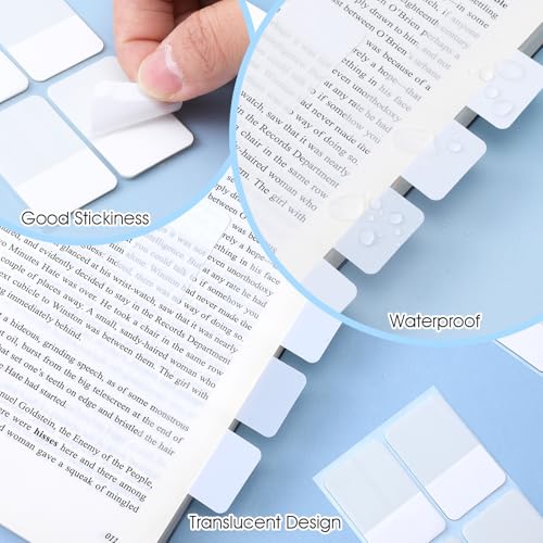 Verpakking van 480 Index Tabs Zelfklevende 40 x 26 mm Page Markers, Kleefstrookjes, Pastel Page Markers, Marker Strips, Wit, PET Side Markers voor Boeken, Documenten, Bestanden, Kantoor 4