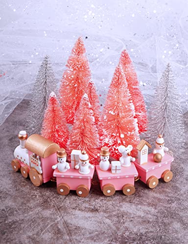 Houten trein voor kerst decoratie, 8 stuks, Mini kerstboom, kerstversiering, geschenken voor kinderen, decoratie voor Kerstmis