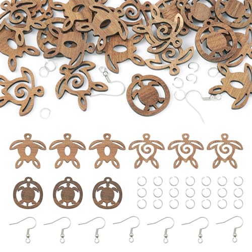 Set van 24 Houten Turtle oorbellen Houten hangers Sea Turtle oorbellen Charms voor Boho Oorbellen DIY Sieraden maken 24st