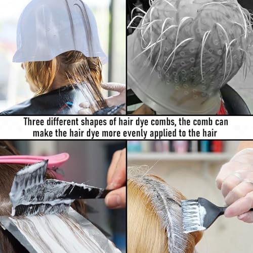 7 Stuks Siliconen Highlight Caps Siliconen haardop set Herbruikbare kap met gaten Haardop markeren met tasjes en naald voor haar Salon thuis Haarverf Accessoires 5