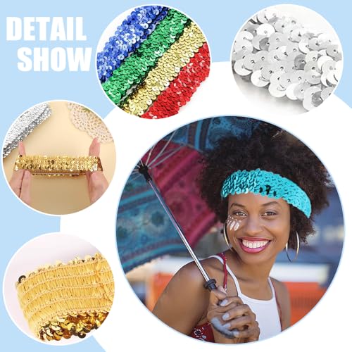 8st Sequin Headband Vrouwen Sport Glitter Headband Elastische Sparkling Headband Verstelbare Maat Bling Sport Headband Non-slip Headdress Shiny Style Accessoires voor meisjes 4