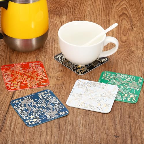 1st Onderzetters, PCB onderzetters PCB Board Coasters FR-4 Drink Bar Onderzetters voor Dranken Koffie Tafel Bar Cadeaus Jongen-vrienden Mannen, Blauw 4