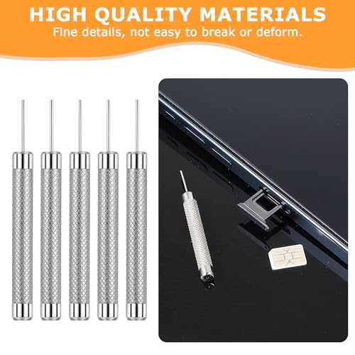 Verpakking van 5 SIM Kaart, Hulpmiddelen voor naaldverwijdering, SIM Kaart Slot, Ejector Pin, Universele simkaart, Ejector, Pin, Roestvrij staal, SIM Pin mobiele telefoon naald voor openen, Compatibel met 3