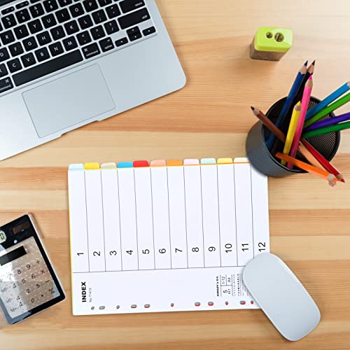 5-pack kartonnen tabbladen A4 12-delige, tabbladen registreren voor mappen A4, recycleband register DIN A4 breed 11 gaten geperforeerd, 12 tabbladen scheiding register 1-12 voor schoolkantoor huis, 150 5