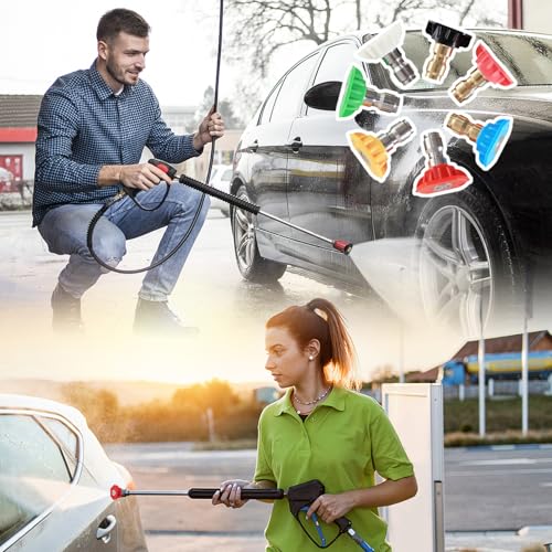 7 Stuks Druk Wasmachine Spray Head Tips, Quick Release Druk Nozzle Tips 1/4 Inch Jet Wash Nozzle Multiple Degree Connection Druk Washer Tips voor Car Garden Reiniging 4