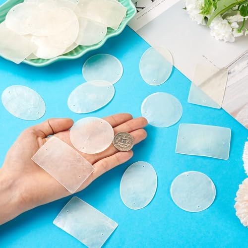Natuurlijke schelp bedeltjes Rechthoekige Oval Flat Ronde Hart Ster Maan Vlinder Witte Zeeschelp Hangers 2-hole Link Bedels voor sieraden maken DIY Craft Home Decor 4