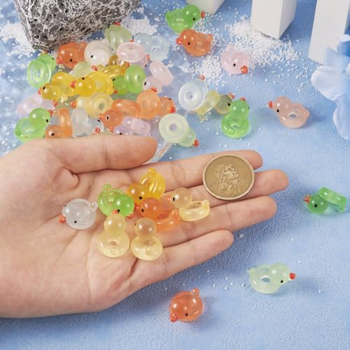 50 st Lichtgevende eenden kralen Glow in donkere Europese kralen Grote kralen Eendenvorm Spacer Kralen Willekeurige kleuren Eenden Bedels voor armband sieraden maken 5