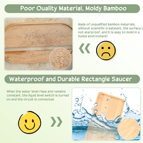 4 st Bamboo Trays, Duurzame Rechthoekige Bamboe Plant Pot Saucers, Kleine Bloem Pot Dish, Tray, Succulent Plant, Cactus, Bonsai Bloem (17.5 * 9 * 1cm) 4