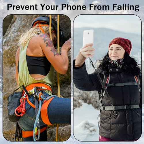 Reloqq 2 stuks Flexibele spiraalkabel, mobiele telefoonhouder, rugzak, telefoonband, mobiele telefoonhanger, mobiele telefoonhanger, zwarte intrekbare telefoon, zwart 3