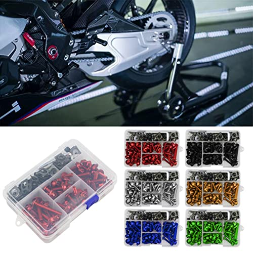 158st/set Universal Fairing Bolts Pakkingsset, Universal Brand New ABS Aluminium Fairing Bolts Kit voor motorfiets(Blauw) 3
