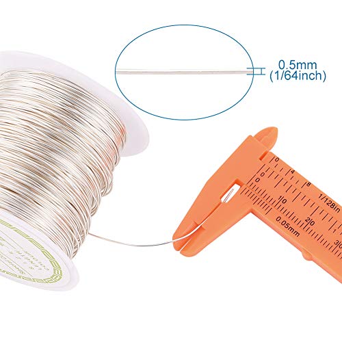 0.5mm Corrosiebestendig koperdraad 23m Buigbare metaaldraad Zilver voor het omwikkelen van sieraden Kralen Sculptuur ambachten