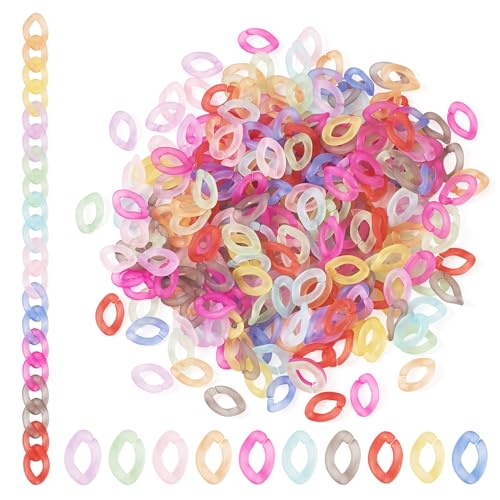 400Pcs Acryl koppelingsringen Transparante Matte Twisted Oval Quick Release Koppeling ketting voor Curb ketting Eyeglass ketting sieraden maken, 16.5x11x3.5mm