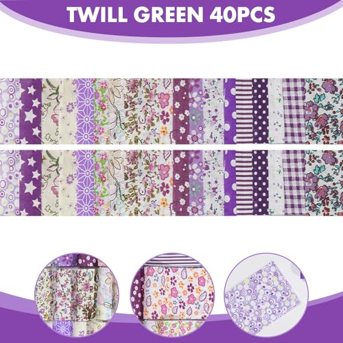 40 Rolls Katoen Quiltstof Bloempatronen, 20 Styles Pre-Cut 2.5 x 19.69 Inch Fabric Strips voor DIY Crafts Naaien, Poppenkleding, Kussendecoratie (Paars 6x50cm, 2